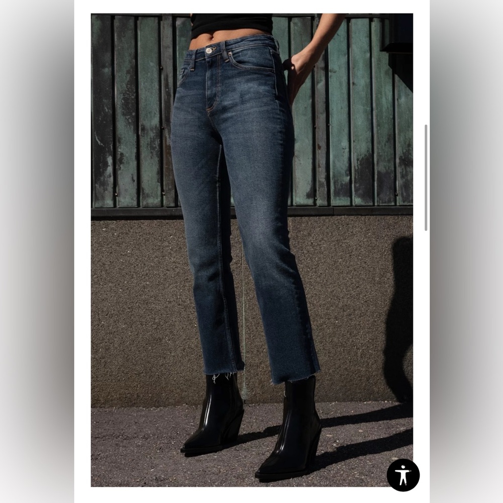Zara High Waisted Cropped Flare Jeans